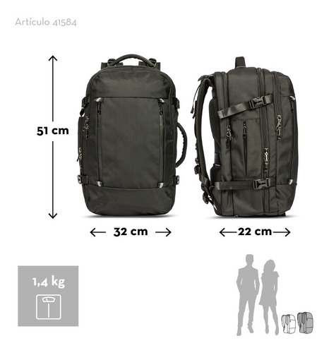 Imagen 6 de 8 de Mochila Viaje Primicia Gde Fly Impermeable Antirrobo Cuota