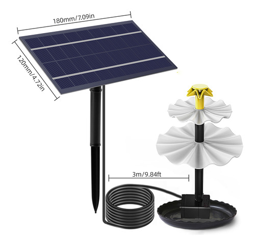 Bomba De Fuente Solar De 4 W Para Baño De Pájaros Con 9 Boqu