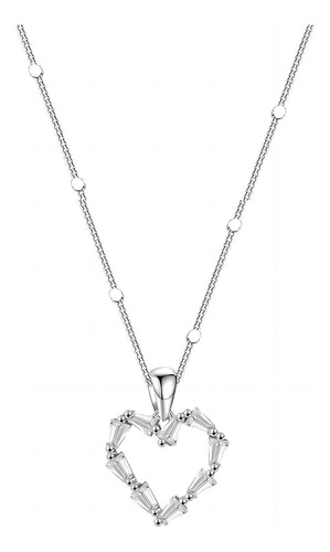 Lejojoin Collar De Plata 925 Con Forma De Corazón De Circón