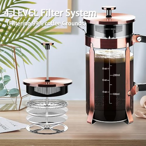 Cafetera French Press De Acero Inoxidable 304 De 12 Onzas