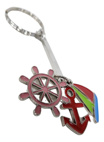 Llavero Metal Motivos Marinos Velero/ Ancla / Timón 10 Cm