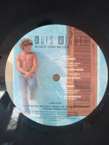 Lp Luis Miguel Un Hombre Busca Una Mujer Wea 1988 C/letras (Usado)