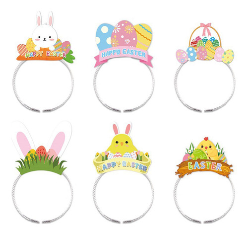 Diadema Con Tema De Pascua Para Niños, 6 Uds., Decoración