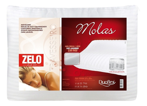 Travesseiro Zelo Por Duoflex Molas Anatômico 0.40x0.54m Cor Branco