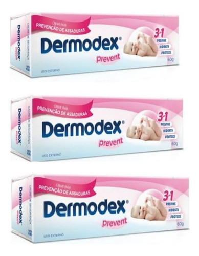 Dermodex Prevent 60g Creme Pomada De Assaduras Kit 3 Caixas