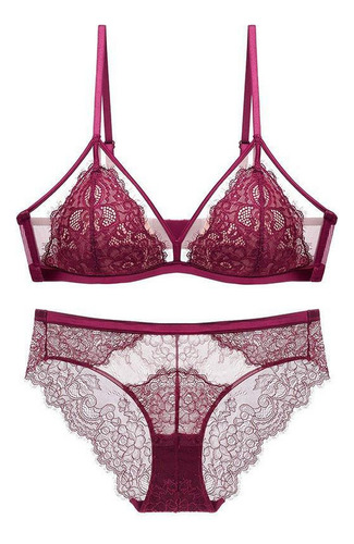 Conjuntos De Ropa Interior Sexy Con Bordado De Encaje Transp