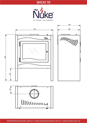 Imagen 5 de 7 de Estufa Calefactor A Leña Ñuke Wichi 70 + Kit + Instalación