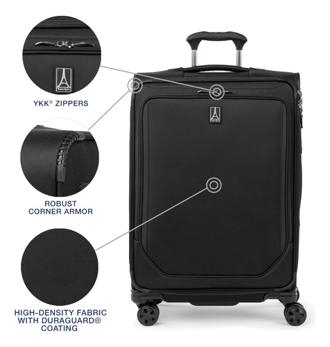 Equipaje Travelpro Crew Classic, Ligero, 25 Pulgadas, Negro