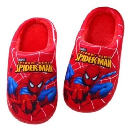 Pantufla Hombre Araña Suela Gruesa Antiderrapante Roja Niños