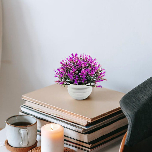 5 Planta Falsa En Maceta, Decoración De De Rojo Violeta
