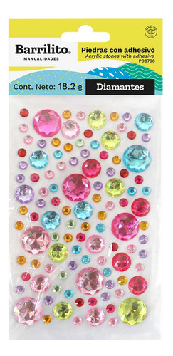 Piedras De Acrílico Con Adhesivo Barrilito, Decorativas Color Forma de Diamante Diámetro 1 cm Largo 1 cm