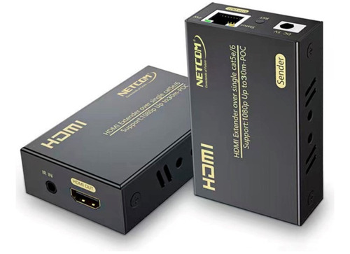 Extensor Activo Hdmi Vía Ethernet Netcom De 60 Mts