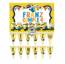 Comprar Minions Cartel Y Banderín Decoración Cumpleaños