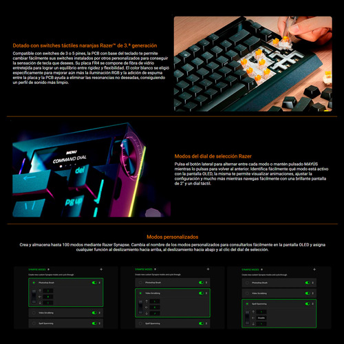 Teclado Gamer Razer Blackwidow V4 Pro 75% Inalámbrico Us