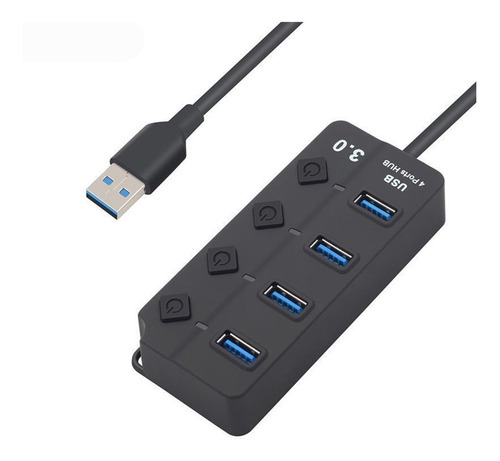 Hub 4 Puertos Independientes Usb 3.0 Luz Led 5gbps Cabl 30cm