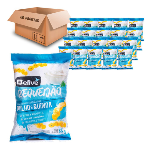 Kit 20 Snack De Milho & Quinoa Sabor Requeijão Belive 35g