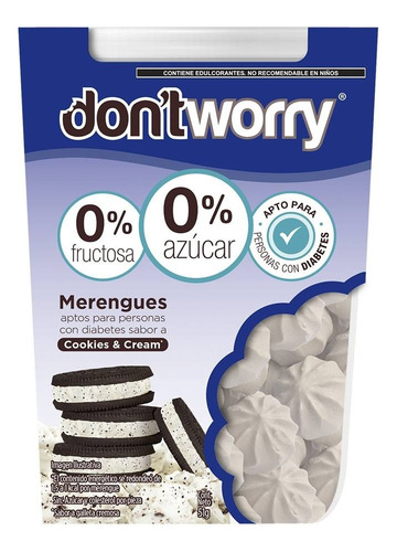 2 Pza Merengues Don't Worry Sabor A Cookies & Cream 51 G