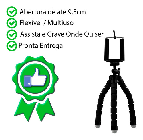 Imagem 4 de 6 de Mini Tripe De Celular Flexivel Para Selfie De Mesa