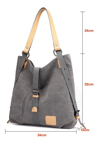 Imagem 4 de 10 de Bolsa Feminina Em Lona De Algodão