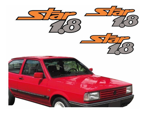 Kit Adesivos Compatível Gol Star 1.8 Vermelho Carro R027 Cor Laranja