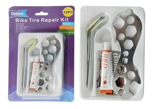 Kit Reparación Bicicleta Parche Gomines Llave Saca Cubierta