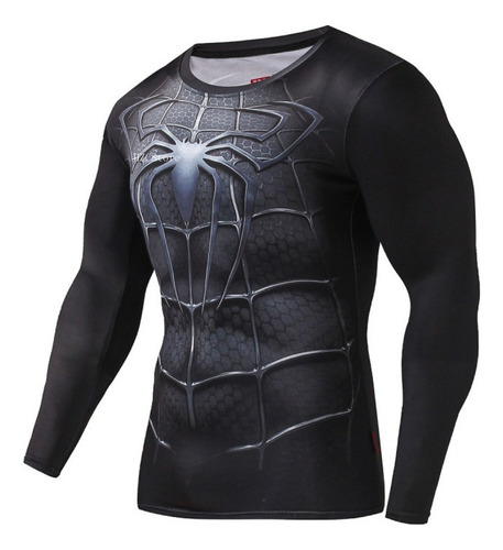 Polera Compresión Superhéroes Spiderman Negra