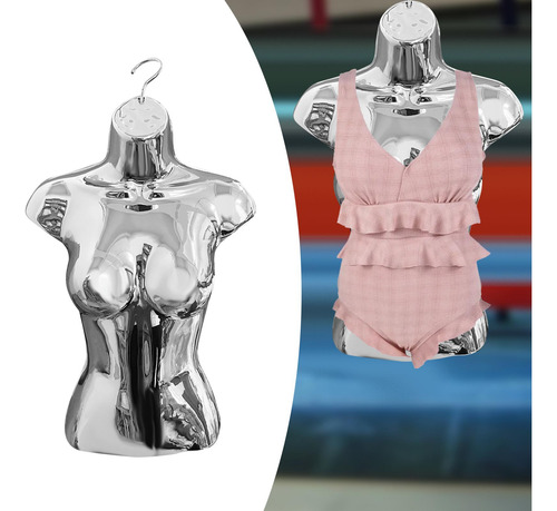 Maniquí Femenino Torso Exhibición Torso Cuerpo Ropa Plata