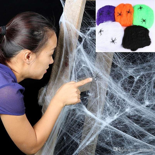 Imagem 2 de 4 de Kit Com 4 Teia De Aranha Decoração Halloween Homem Aranha
