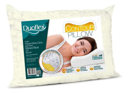 Almohada cervical anatómica Duoflex Contour Pillow, 68 x 48 cm, color blanco