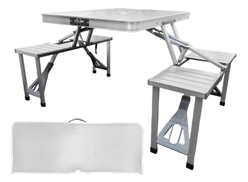 Mesa Plegable Portafolio Portátil Jardín Multifuncional Casa Color Gris