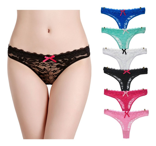 Pack De 6 Tanga Bragas De Encaje Mujer Ropa Interior Panty