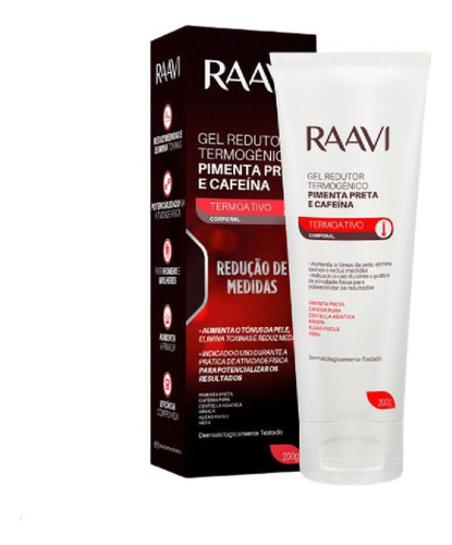 Gel Redutor  Raavi Termoativo Pimenta Preta E Cafeína 200g