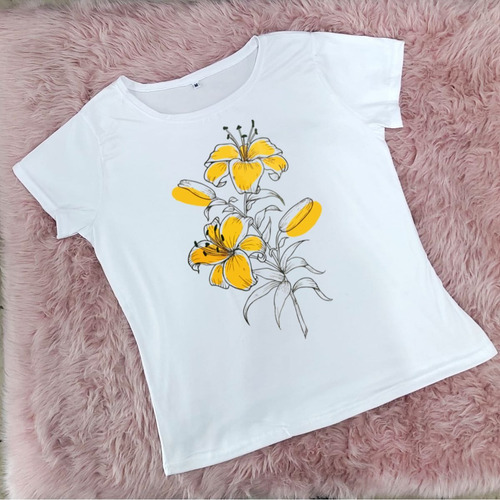 Blusa Playera Casual Mujer Flor Azucena Manchas Amarillas