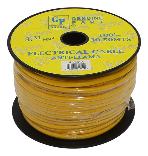Imagen 1 de 7 de Cable Instalacion Electrica  3.31mm Amarillo Rollo 30m