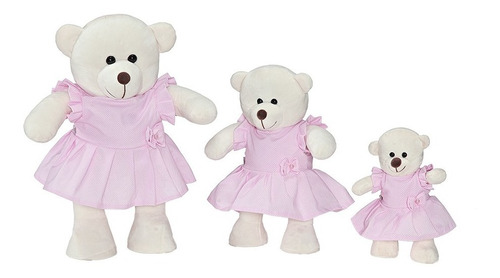 Trio De Urso Menina Para Nicho Ou Decoração De Quarto Bebê