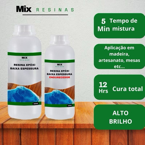 Kit Iniciante Resina Epóxi Baixa Espessura 1kg Com Copo Transparente