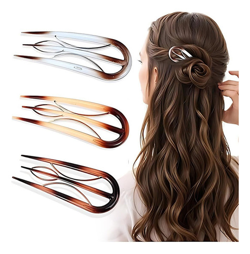 3 Piezas Horquillas Para El Pelo En Forma De U Para Niñas
