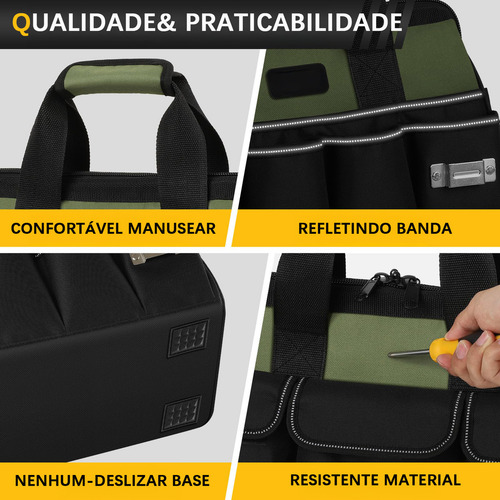 Bolsa Eletricista Lona Ferramentas Reforçada Com 25 Bolsos E Alça De Ombro Ajustável