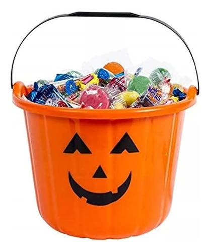 Cubo Calabaza Grande Dulces Halloween Balde Dulce O Truco