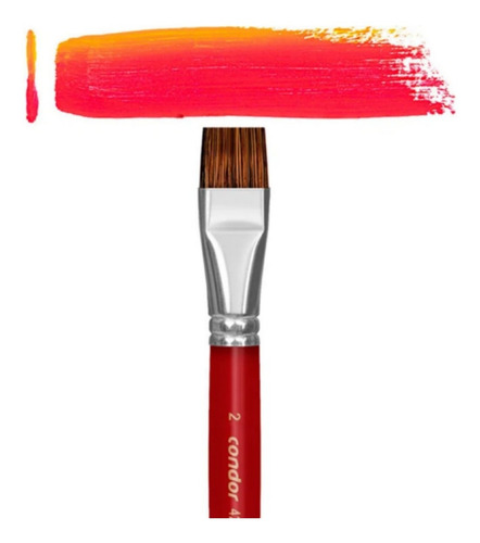Pincel Chato Curto Orelha Boi Longo Vermelho 421-18 Condor