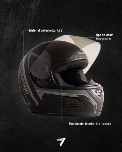 Imagen 3 de 5 de Casco Moto Vertigo Dominium + Visor Repuesto. Tienda Oficial