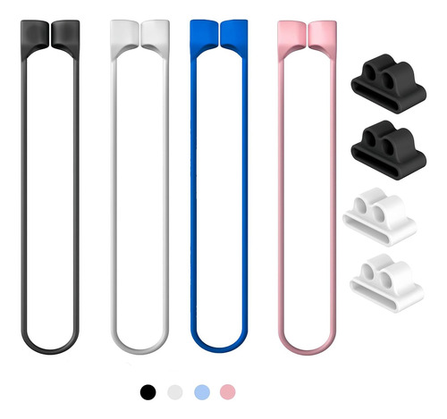 4 Cordones Antipérdida Para AirPods + 4 Soporte Antipérdida