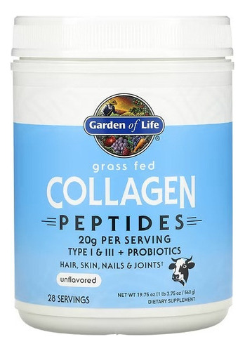 Garden Of Life Suplemento De Peptidos De Colageno Cont.560gr Sabor Sin sabor