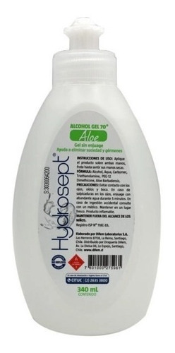 Alcohol Gel  Con Aloe Hydrosept 340 Ml