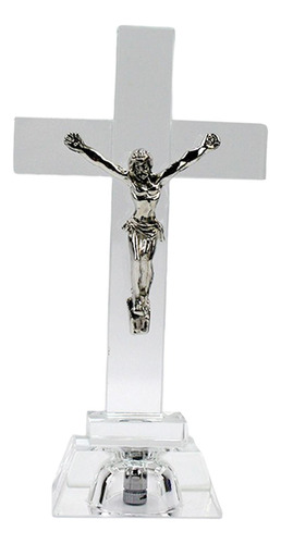 Estatua De Crucifijo De Cristal Del Cristianismo, Figura De