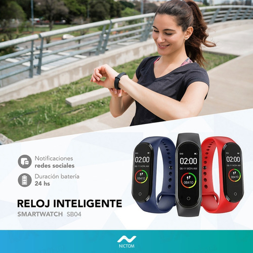 Imagen 2 de 5 de Smartwatch Nictom Sb04 Smartband Rojo