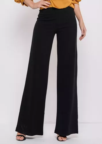 Pantalón De Vestir Ancho Negro Tiro Alto De Vestir