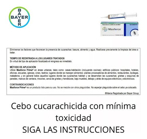 5 Pzs Jeringa Bayer Maxforce 30g Gel Mata Cucarachas