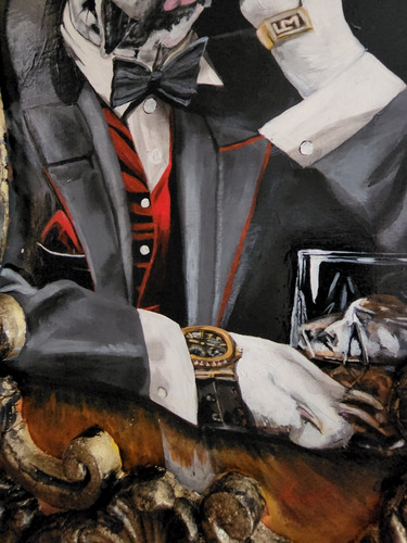Pintura De Perro Gran Danés Con Puro Liz Macias Marco Dorado (Usado)