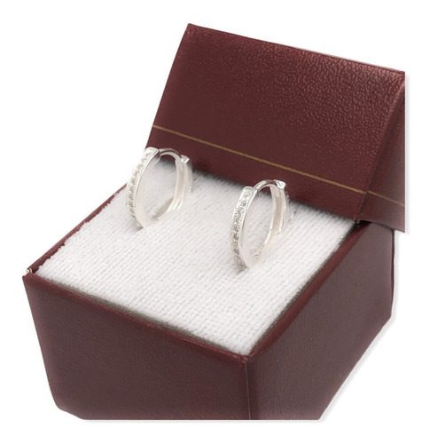 Aros Argollas Plata 925 Piedras Blancas (le3788)